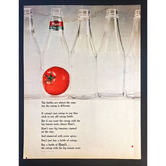 Hunt's "the catsup with the big tomato taste." Vintage Print Ad 1963 - Picture 3 of 3